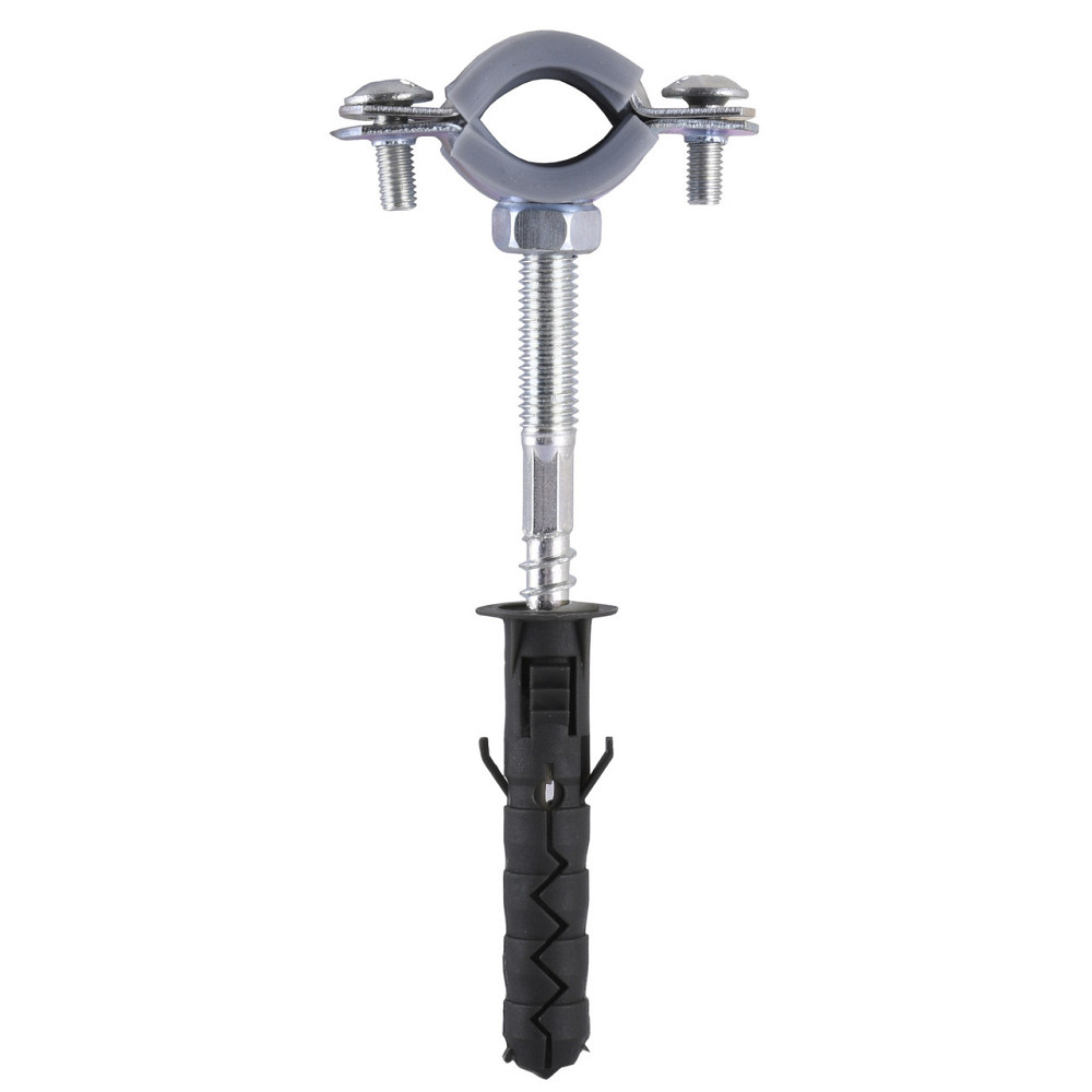 Хомут в зборi CR 3/8″ (16-19мм) з гвинтом-шурупом 8*80 та дюбелем в уп., сірий (000018410) Київ - фото 1
