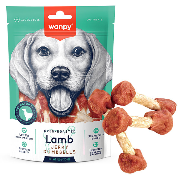 Wanpy Lamb Jerky Dumbell ВАНПІ В’ЯЛЕНЕ ЯГНЯ КІСТКА-ГАНТЕЛЬ лакомство для собак Київ - фото 1