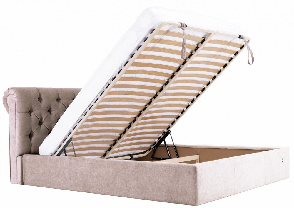 Кровать London Comfort 140 х 200 см Мисти Milk С подъемным механизмом и нишей для белья Бежевый Киев - изображение 12