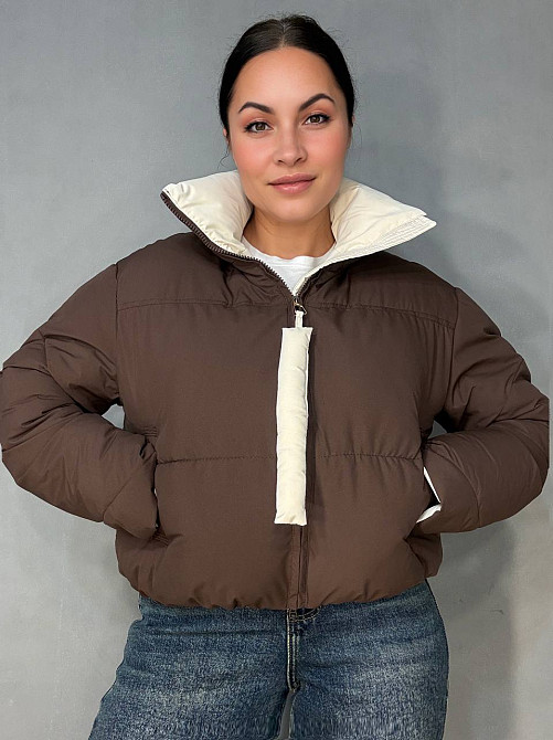 Куртка женская Fashions 87265 короткая с подвесом на бегунке демисезонная коричневая, коричневый, M Киев - изображение 1