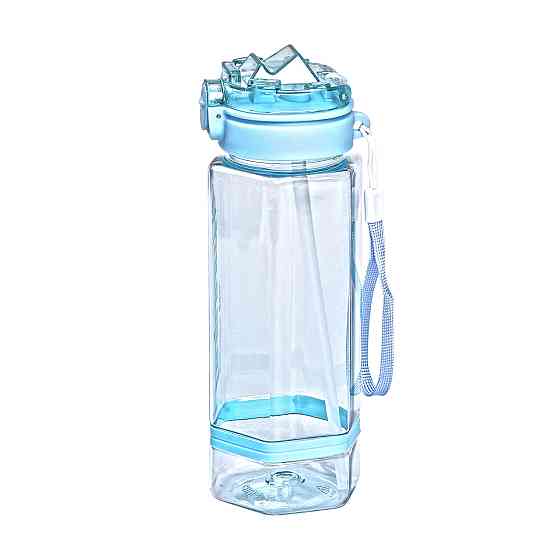 Пляшка для води 760 мл з трубочкою та наліпками блакитна HP-14-48LBL Коломия