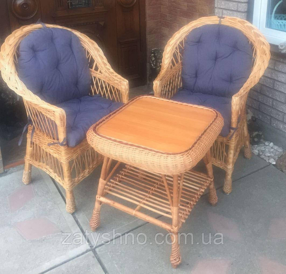 Меблі із лози з накидками | комплект плетених меблів зі столом меблі плетені з подушками Київ - фото 4