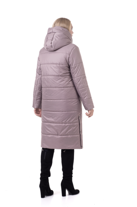 Пуховик довгий жіночий зимовий без хутра бежевий Київ - фото 3