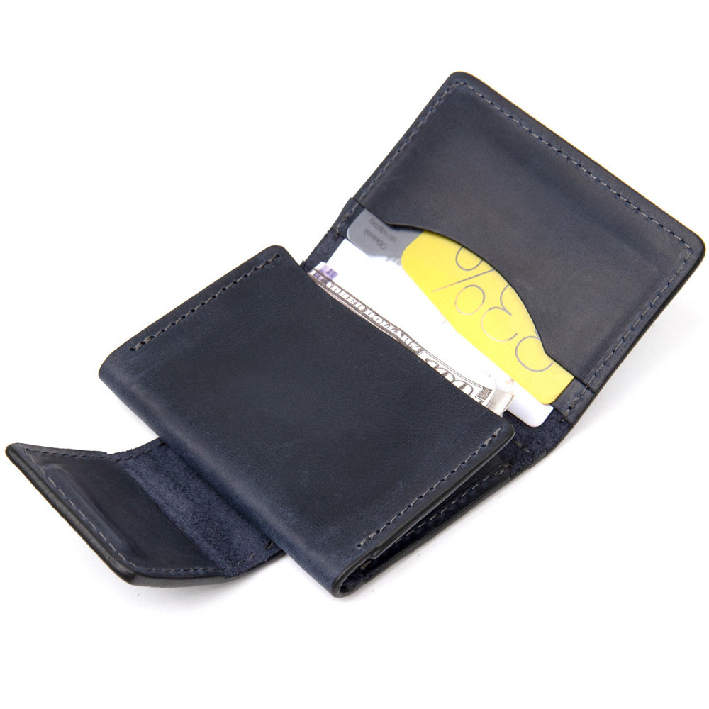 Матова шкіряна візитниця GRANDE PELLE 11409 Чорний Київ - фото 4