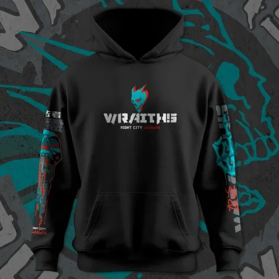 Худи мужское с принтом Cyber Punk Wraiths Outlaws Dark Side Размер 44 Anime1249 Днепр