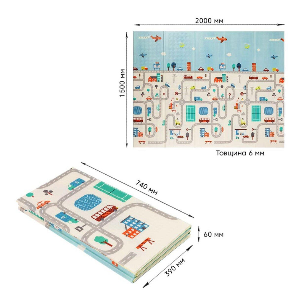 Детский складной развивающий термоковрик 200х150х0.6см 