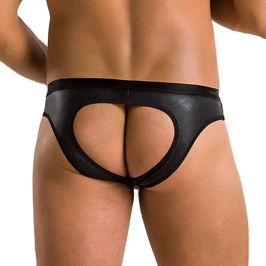 Чоловічі сліпи з вирізами Passion 041 SLIP JOE S/M, Black екошкіра, відкриті сідниці Львів - фото 2