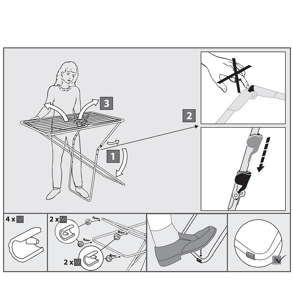 Сушарка для білизни підлогова Casa Si Kolibri 18m Black (CS42191C06E) Київ - фото 5
