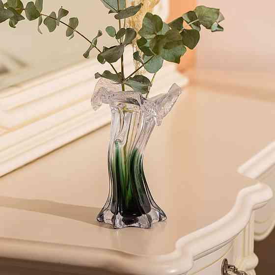 Yiwu Декоративна скляна ваза для квітів 20 см фігурна ваза 125 мл Зелена HP-9-2 Коломия