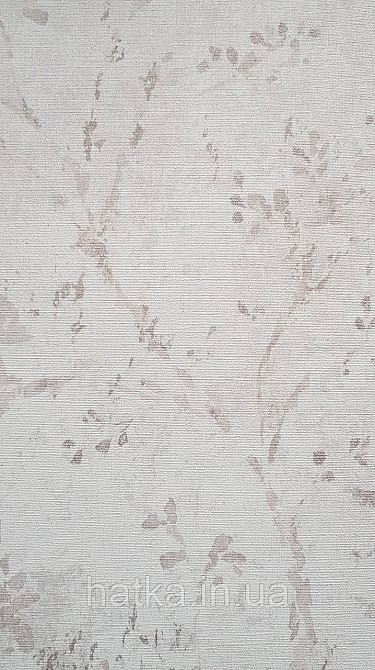 Шпалери вінілові на флізеліні AS creation Della Natura 1.06Х10 листя гілки розмите малюнок бежеві на білому Київ - фото 2