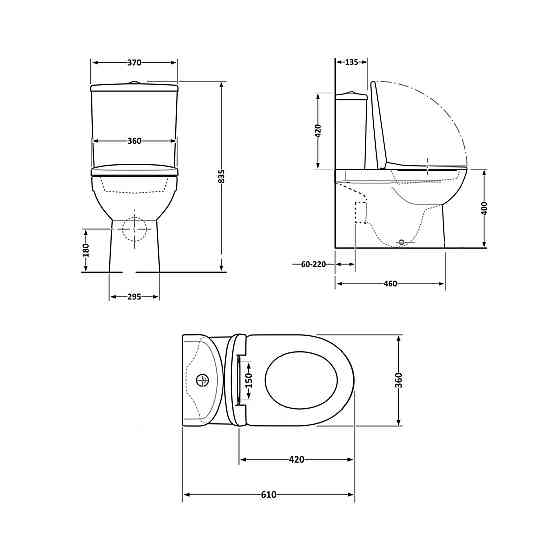Унітаз-компакт Qtap Robin Ultra Quiet безобідковий із сидінням Soft-close QT13226089AW Київ