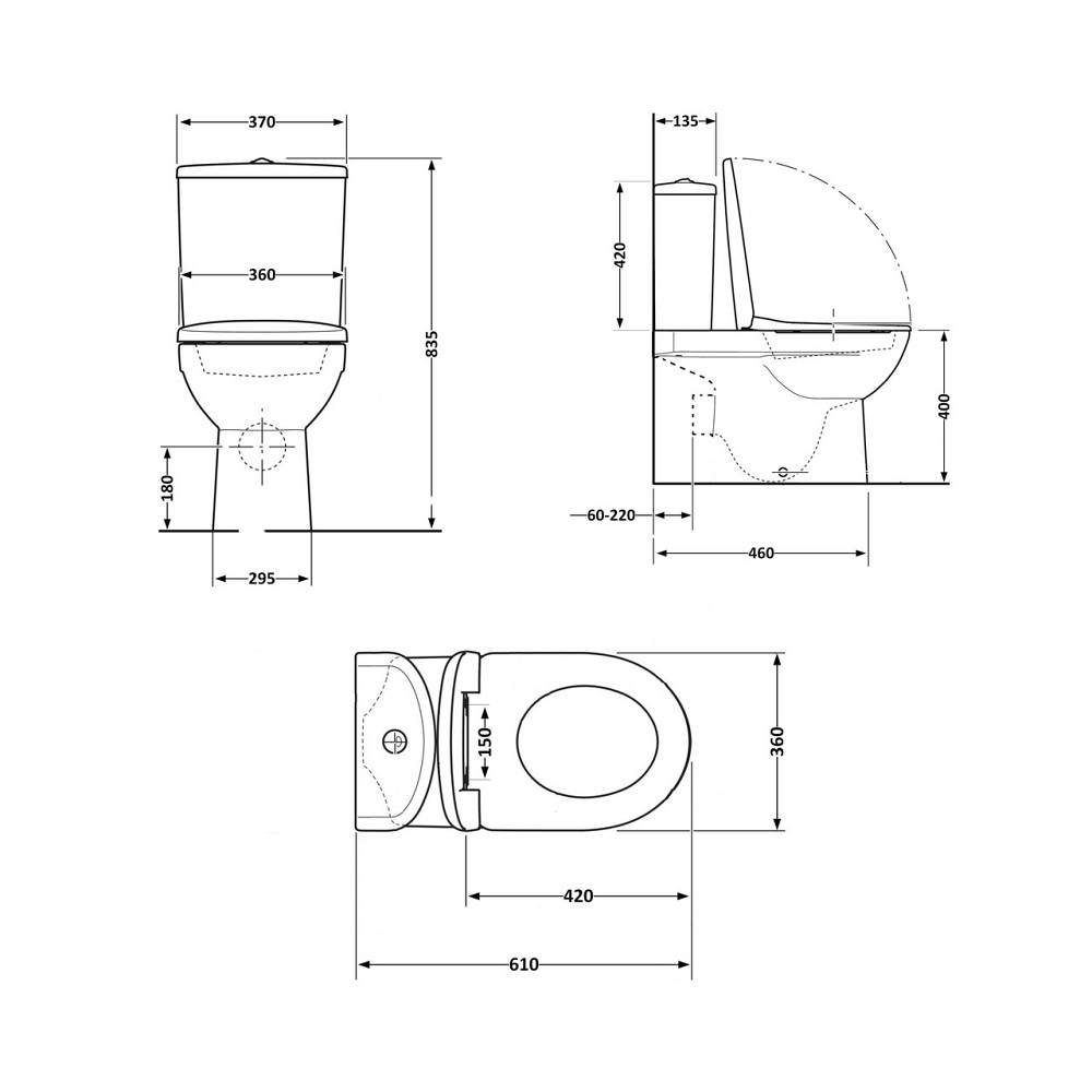 Унітаз-компакт Qtap Robin Ultra Quiet безобідковий із сидінням Soft-close QT13226089AW Київ - фото 2