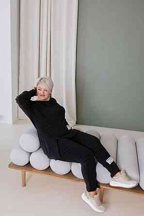 Жіночий теплий прогулянковий костюм, батал пума плюш Чорний, 54/58 Одеса