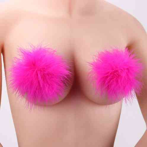 Наклейки на груди з пір'ям 6 см рожевий Київ