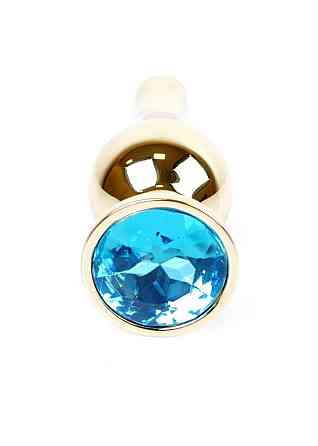 Анальна пробка - Jewellery Gold Long Plug Light Blue Sex Aura Київ