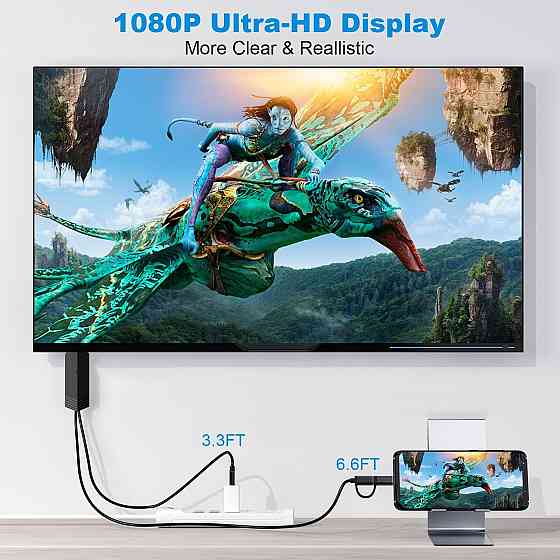Кабель HDTV перехідник з телефону на телевізор USB Type C / Micro USB to HDMI Луцьк
