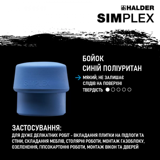 Молоток HALDER Simplex 3013 насадки із синього, сірого поліуретану коротка ручка Одеса
