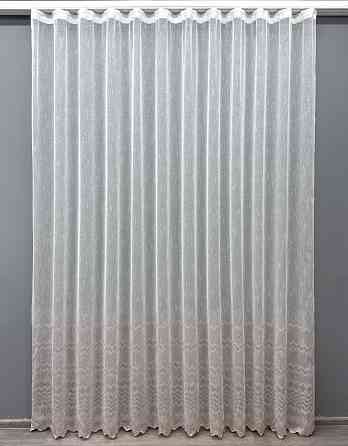 Тюль VR-Textil 1621т Лен с вышивкой и люрексом цвет молочный с пудровым 300х270 см (42-0575) Киев