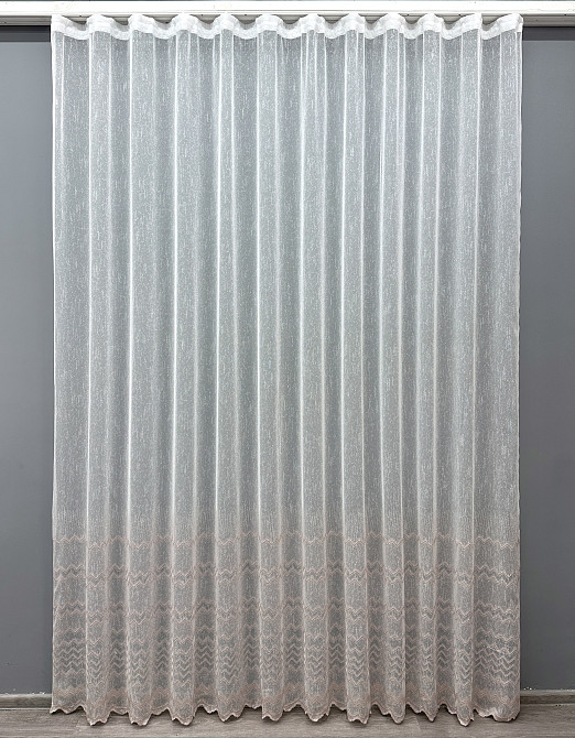 Тюль VR-Textil 1621т Льон з вишивкою і люрексом колір молочний з пудровим 300х270 см (42-0575) Київ - фото 2