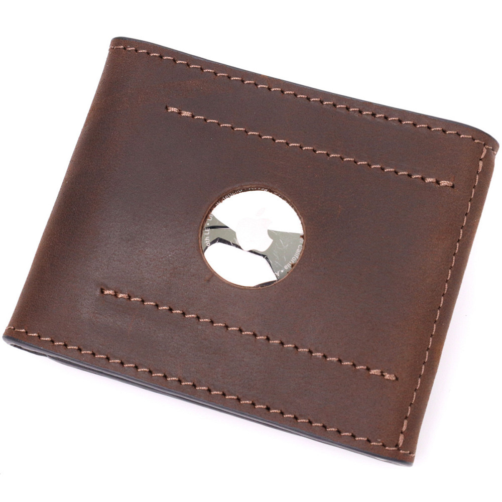 Надійний шкіряний затискач для грошей з тримачем Apple AirTag Коричневий (GRANDE PELLE) Київ - фото 10