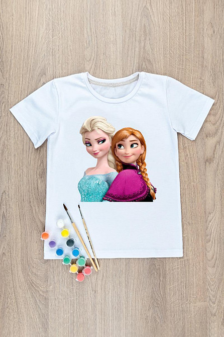 Футболка-раскраска детская Анна и Эльза, топ Киев - изображение 1