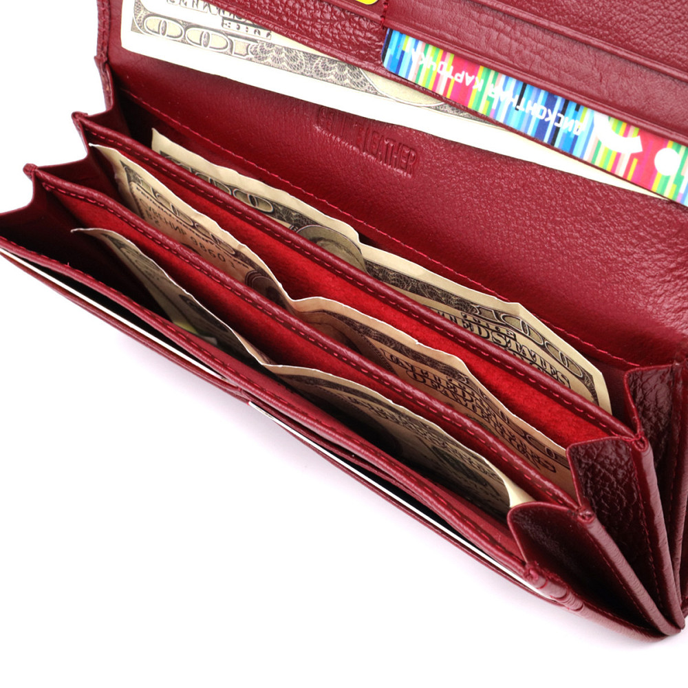 Модный женский кошелек на магнитах из натуральной кожи ST Leather 23113 Бордовый Киев - изображение 7