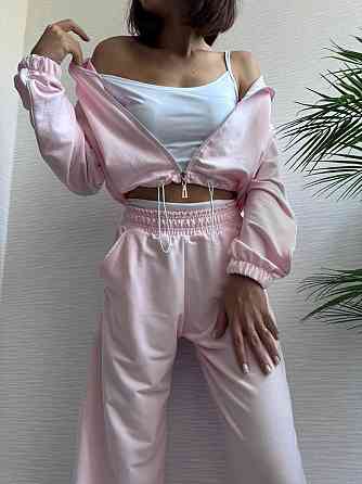 Женский прогулочный костюм тройка: кофта топ и штаны  двунить + микродайвинг Одесса