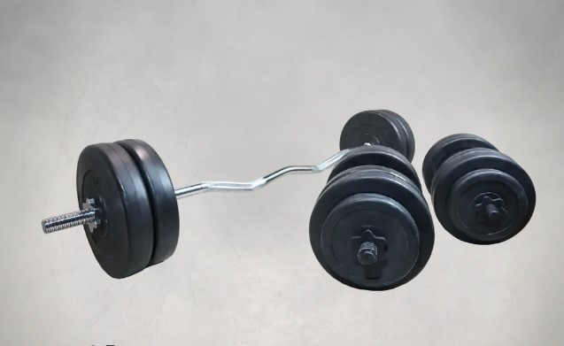 Штанга W-образная + гантели 53 кг с покрытием Гантели, гири, штанги и диски ударостойкий пластик Киев - изображение 1