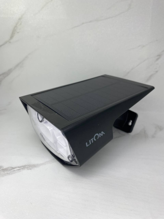 Ландшафтні сонячні прожектори LITOM (12 LED): автономне освітлення, два режими, захист IP67 (Б/В) Київ