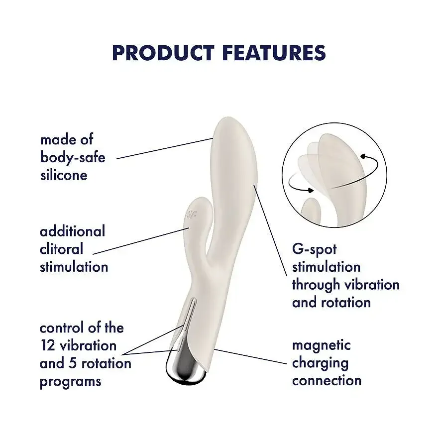 Вібратор-кролик Satisfyer Spinning Rabbit 1 Beige Львів - фото 7