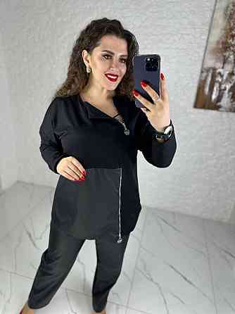 Повсякденний костюм з блискавками "Skylar" оптом | Батал | Розпродаж моделі Чорний, 54-56 Київ