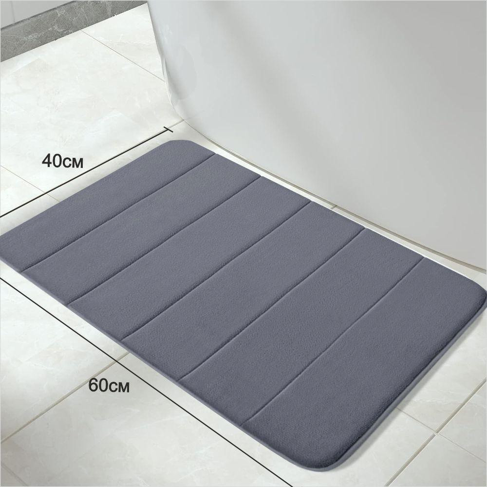 Современный коврик для ванной Aquarius с эффектом памяти Мягкий Антискользящий 40 х 60 см Графит в полоску Буча - изображение 2