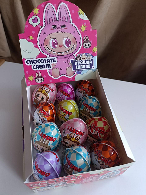Упаковка яєць із сюрпризом LABUBU 15 г × 12 шт — шоколадні солодощі з іграшкою для дітей Харків - фото 7