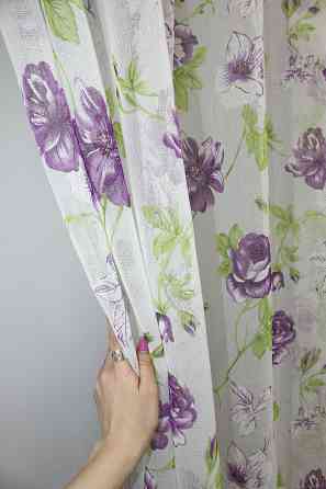 Тюль VR-Textil 1266т Flora Батист Білий з фіолетовим та салатовим 400х270 см (40-050) Київ