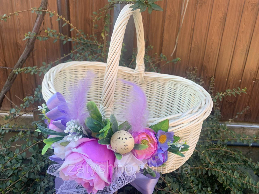 Кошик плетений білий великодні з квіткою Київ - фото 9