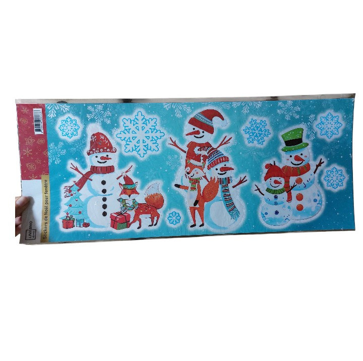 Новогодняя наклейка на окно Снеговики Livarno Home 21 на 47 см разноцветный Киев - изображение 2