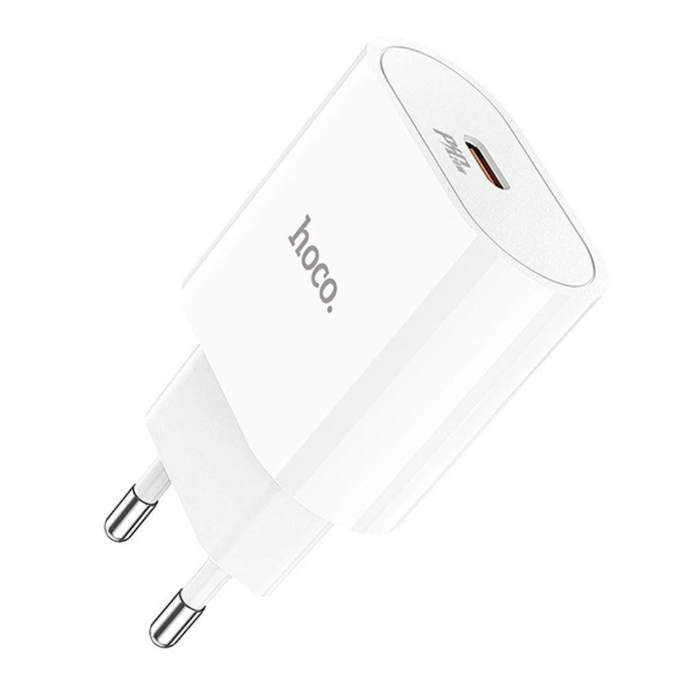 Мережевий зарядний пристрій з кабелем HOCO C94A Metro single port PD20W charger set(Type-C to Type-C) White Одеса - фото 3