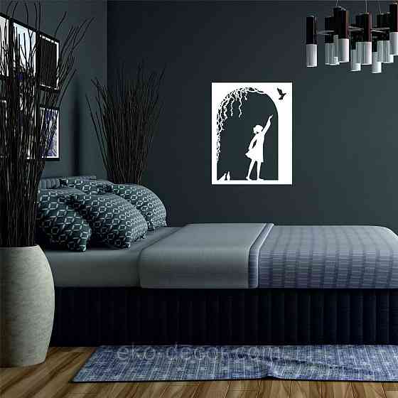 Декоративное настенное Панно «Девочка и голубь» Декор на стену 90*71 см, Белый Киев