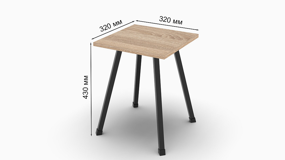 Табурет кухонный Ferrum-decor 430x320x320 Черный металл ДСП Дуб Сонома 16 мм (FRD-104640) Днепр - изображение 3