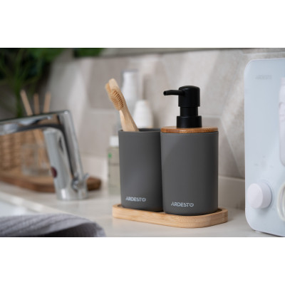 Набор для ванной комнаты Ardesto Minimalism 3 предмета Темно-серый 360 мл (ARHB3110GB) Винница - изображение 7