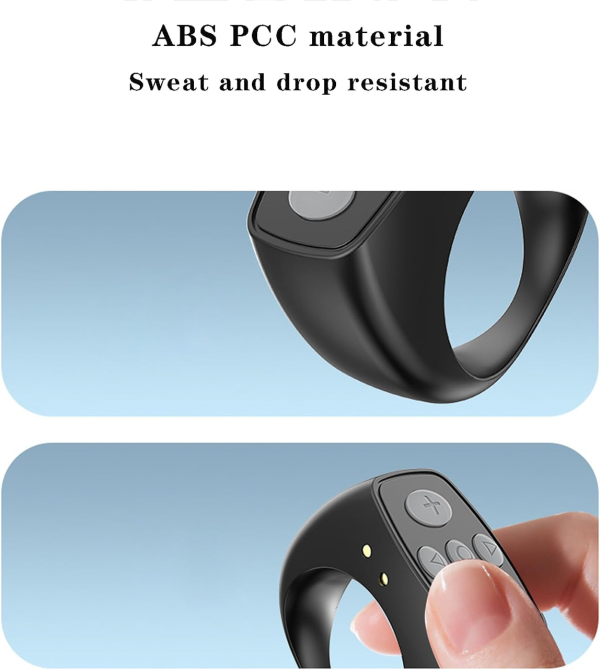 Bluetooth кольцо-пульт для TikTok/Reels, скроллер-кликер для смартфона, Bluetooth 5.3, iOS/Android, 10 м, 180 мАч, черный Киев - изображение 7