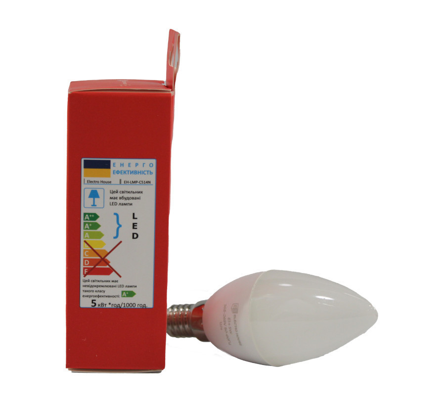 LED лампа С37   5Вт  E14   4100К 450 Лм  165-265 В Дніпро - фото 3