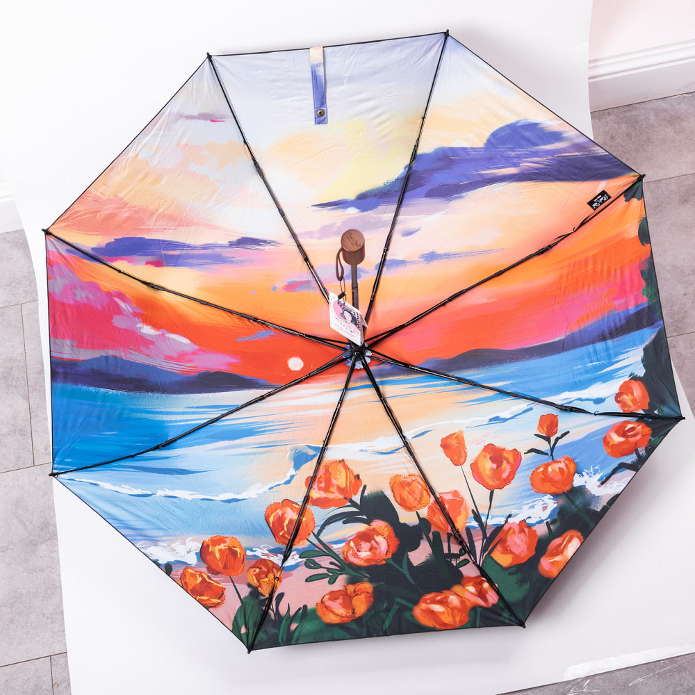 Парасолька механічна елегантна з принтом міцна надійна з поліестеру діаметр 100 см HP-23-14ML Коломыя - изображение 1