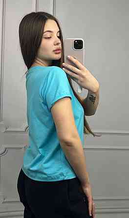 Базовая футболка женская удлиненная Бирюзовый M Харьков