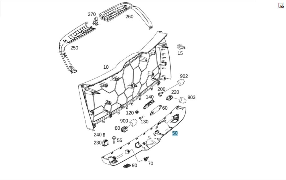 Mercedes-Benz  A1667404200 9051 Накладка кришки багажника нижня чорна GL/GLS X166 Одеса - фото 2