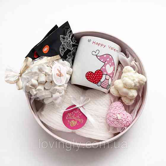 Подарунковий набір на День Валентина 14 лютого з чашкою,свічками і шкарпетк Ірпінь