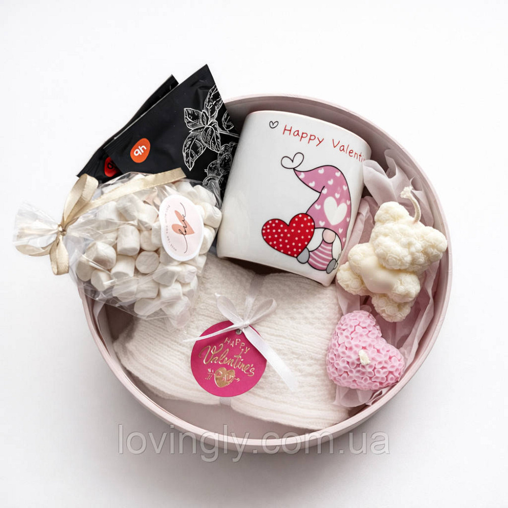 Подарунковий набір на День Валентина 14 лютого з чашкою,свічками і шкарпетк Ірпінь - фото 1