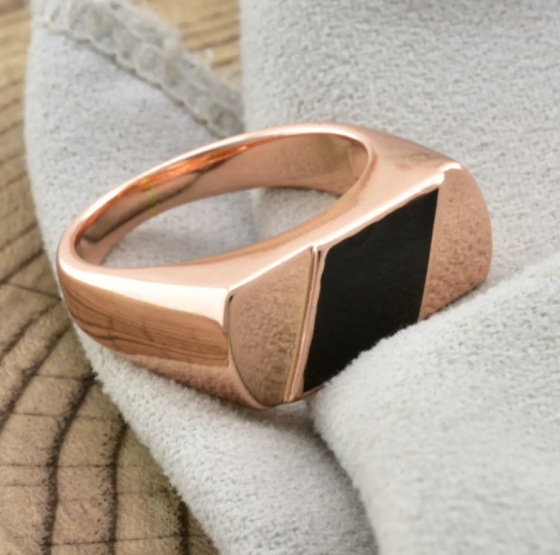 Печатка Xuping 13721, черная эмаль, позолота РО, размер 23, вес 8,5 г, мужская Киев