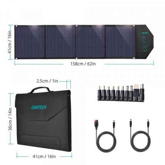 Сонячна панель для УМБ Choetech 80W (158x41см) DC80W, 5V/2.4A USB + 5V/2.4A QC3.0 + USB-C PD3.0(30W) (SC007) Киев