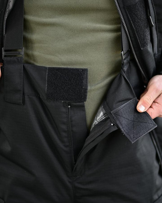 Мужской зимний тактический костюм черный  куртка штаны на синтепоне теплый Одесса - изображение 9